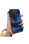 iPhone 16 Pro Compatible Navy Blue Watercolor Mountain-Star Art Pattern Acrylic Back Silicone Edge Phone Case