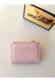 Women's Pink Leather Luxury Design Mini Wallet and Card Holder with Snap Pocket Detail - 3