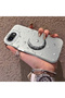 iPhone 16E Compatible Silver Carved Moon and Star Pattern Non-Transparent Acrylic Back Silicone Edge Case - 3
