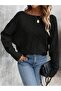 Relaxed Fit Boat Neck Batwing Sleeve Sweater - 4