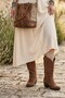 Women's Clind Brown Suede Embroidered Western Cowboy Boots & Boots - 5