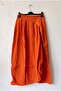 Orange Pocketed Unlined Elastic Waist Casual Linen Look Asymmetrical Woven Skirt 90 75 - 2