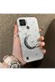 Realme C25Y/C21Y Compatible Silver Carved Moon and Star Pattern Non-Transparent Acrylic Back Silicone Edge Case - 2