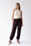 4965 Women's Elastic Waist Lace-Up Shalwar Trousers Claret Red - 4