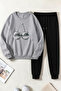 Unisex Disco Ball Cherry Design Printed Crew Neck Sweatshirt - 2-Piece Tracksuit Set - 2