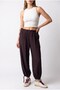 4965 Women's Elastic Waist Lace-Up Shalwar Trousers Claret Red - 3