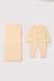 100% Cotton Knitwear Baby Hospital Discharge Set - Baklava Knitted Romper and Blanket 2-Piece Newborn Set - 2