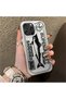iPhone 16 Pro Compatible Canned Sardine Fish Sketch Pattern Non-Transparent Acrylic Back Silicone Edge Case - 2