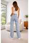 Women's 90's Light Snow Wash Blue Stretch Fabric Super High Waist Loose Jeans Palazzo Pants - 2