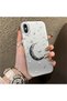 iPhone XS Max Compatible Silver Carved Moon and Star Pattern Non-Transparent Acrylic Back Silicone Edge Case - 2