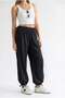 4965 Women's Elastic Waist Lace-Up Shalwar Trousers Black - 2