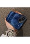 iPhone 13 Mini Compatible Navy Blue Watercolor Mountain-Star Art Pattern Acrylic Back Silicone Edge Phone Case - 4
