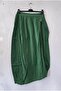 Green Pocketed Unlined Elastic Waist Casual Linen Look Asymmetrical Woven Skirt 90 75 - 2