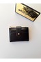 Women's Black Leather Luxury Design Mini Wallet and Card Holder with Snap Pocket Detail