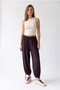 4965 Women's Elastic Waist Lace-Up Shalwar Trousers Claret Red - 2