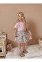 Girl's Top and Bottom Set with Floral Patterned Skirt 2535-Y - 4
