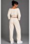 Women's Vanilla Boat Neck Waist Banded Double Tracksuit Set Be497 - 2