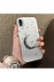 iPhone Xr Compatible Silver Carved Moon and Star Pattern Non-Transparent Acrylic Back Silicone Edge Case - 2