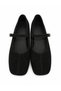Women's Black Suede Hidden Heeled Ballerina Shoes with Buckle Strap Casual Shoes 3 cm Norella