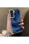 Samsung Galaxy S22 Compatible Navy Blue Watercolor Mountain-Star Art Pattern Acrylic Back Silicone Edge Phone Case - 2