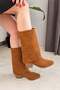 Women's Sania Tan Suede Cowboy Boots with 5 cm Heel