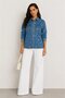 Women's Blue Bird Eye Detailed Oversize Denim Jean Jacket - 2