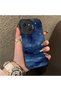 Tecno Spark 40C Compatible Navy Blue Watercolor Mountain-Star Art Pattern Acrylic Back Silicone Edge Phone Case - 2