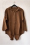Cinnamon Color Shirt Collar 3/4 Sleeve Buttoned Casual Linen Look Long Back Woven Shirt 68 63 - 2
