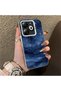 Tecno Spark 20C Compatible Navy Blue Watercolor Mountain-Star Art Pattern Acrylic Back Silicone Edge Phone Case - 2