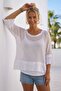 Italian White Pool Collar 3/4 Sleeve Mesh Detailed Sewn Casual Cotton Oversize Woven Blouse 67 74 - 7