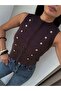 Gold Buttoned Vest Blouse - 6