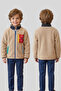 Boy's Beige Zippered Colorful Pocket Teddy Fleece Jacket - 4