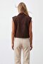 Women's Brown Double Pocket Accessory Detailed Buttoned Vest Alc-X15607 - 5
