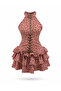 Women's Pink Leopard Special Design Flounce Mini Dress 5443 - 4