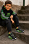 Black Green Race Car Patterned Smart Lace-Up Boys' Sports Shoes - 2
