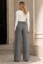 Women's High Waist Wide Leg Pockets Modern Cut Comfortable Stylish Daily Anthracite Palazzo Trousers - 3