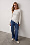 Women's White Asymmetrical Cut Lace Blouse with Gathered Sides Alc-X15603 - 3