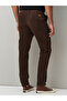 High Waist Brown Cotton Velvet Trousers - 3