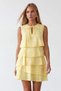 Women's Yellow Tie-Dye Detailed Layered Mini Poplin Dress Alc-X15608