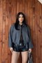 Zr Women's Oversize Bomberpremium Suede Anthracite Jacket Leather - 7