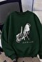 Bs Unisex Oversize La Back Printed "Rock the World" Two-Thread Raised Crew Neck Sweatshirt