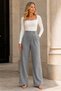 Women's High Waist Wide Leg Pockets Modern Cut Comfortable Stylish Daily Anthracite Palazzo Trousers - 4