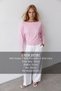 Women's Pink Boat Neck Long Sleeve Blouse Alc-X15611 - 2