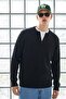 Men's Trendy Striped Zippered Black Knit Sweater - 6