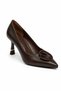 Vienna Brown Rustic Women's Pointed Toe Gold Buckle Detailed Stylish Heeled Shoes - 4
