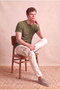 Men's 100% Cotton Green Short Sleeve Crew Neck Basic T-Shirt Olav - 3