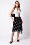 2124 Women's Polka Dot Patterned Lined Asymmetrical Tulle Midi Skirt Black - 4