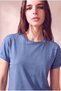 Women's Modal / Cotton Porcelain Blue Folded Short Sleeve Drop Shoulder Crew Neck T-Shirt Palma - 2