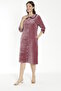 Women's Clover Embroidered Buttoned Cotton Blend Velvet Dress /A. Dried Rose 3851 - 3