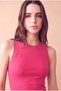 Women's Cotton Fuchsia Sleeveless Crew Neck Ribbed Undershirt Sanne - 2